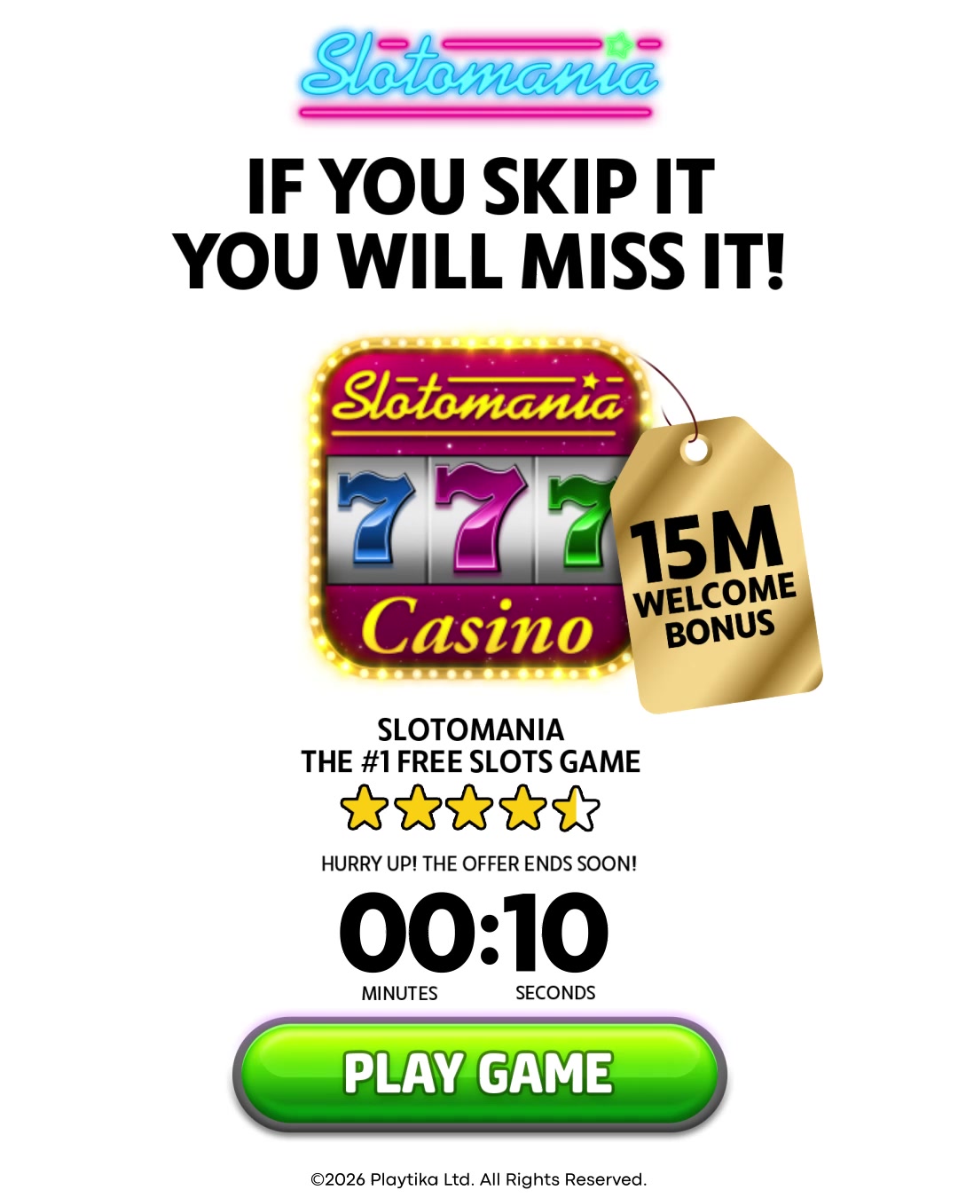 Slotomania™ Pokies & Casino 广告创意