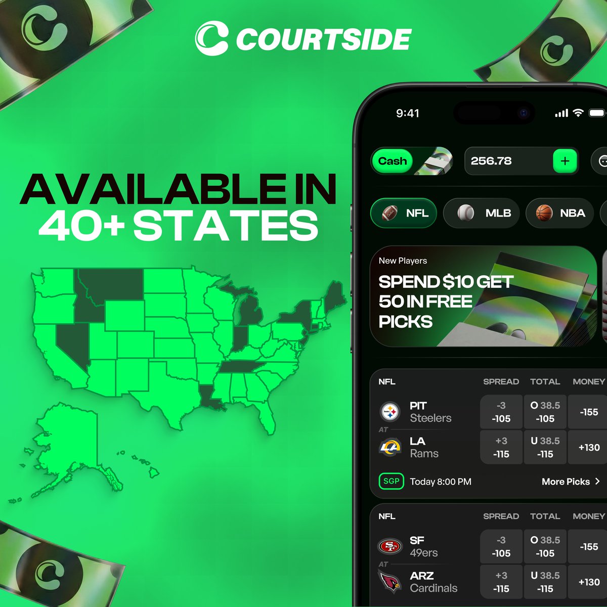 Courtside - Social Sportsbook 广告创意