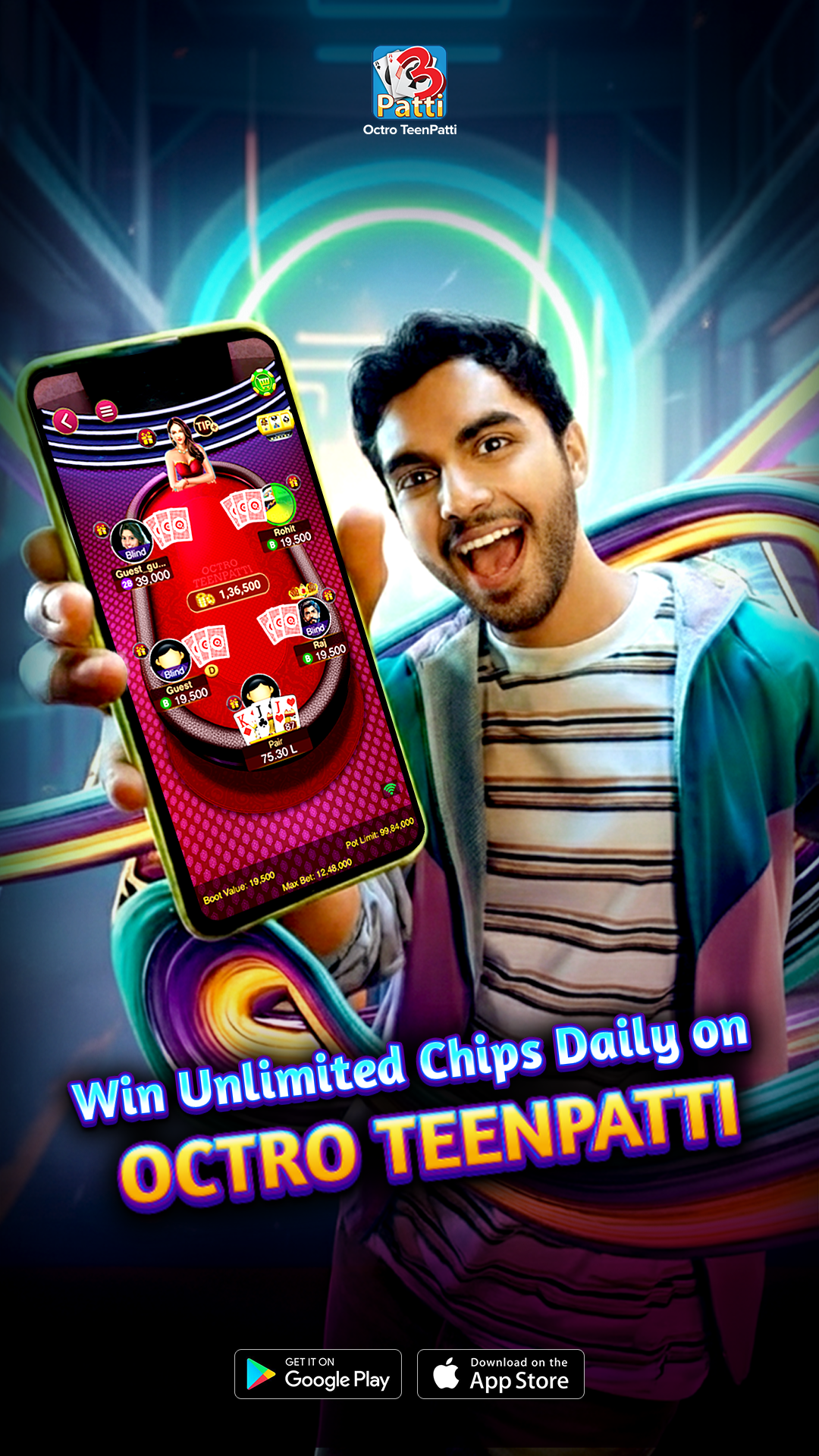 Teen Patti Octro 3 Patti Rummy advertising creative