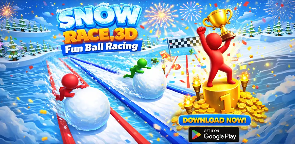 Snow Race 3D: Fun Ball Racing 广告素材