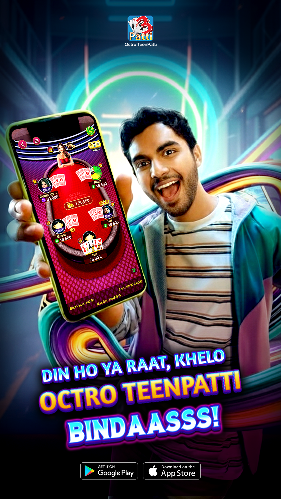 Teen Patti Octro 3 Patti Rummy advertising creative