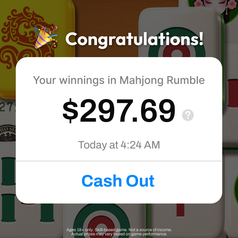 Mahjong Rumble: Win Real Cash advertising creative