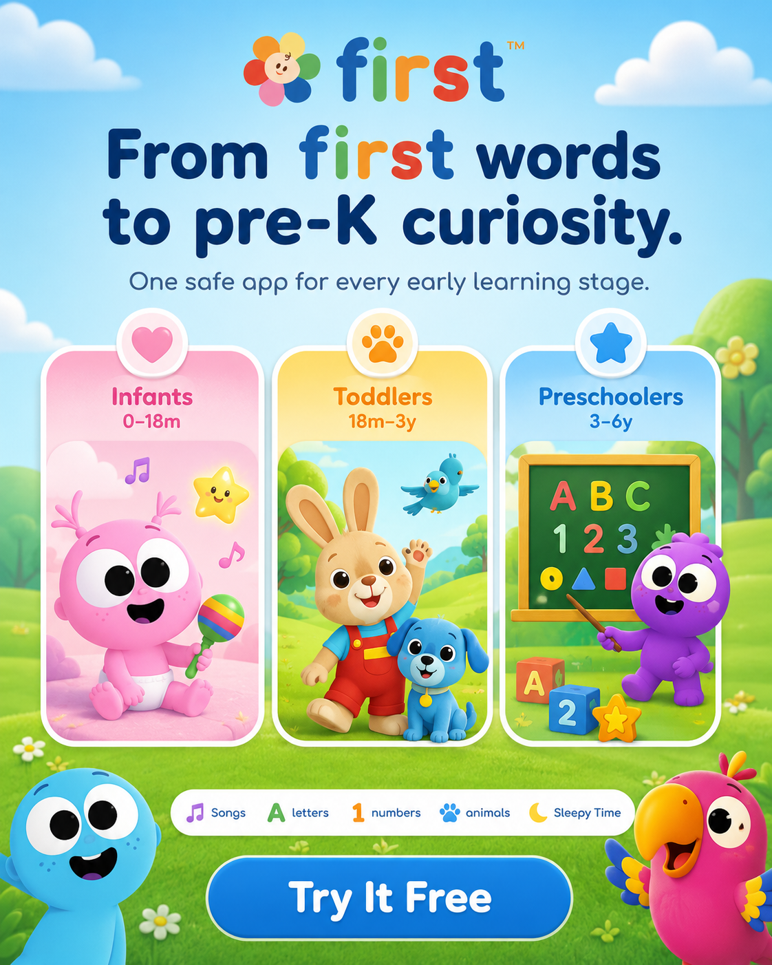 First | Fun Learning for Kids 广告创意
