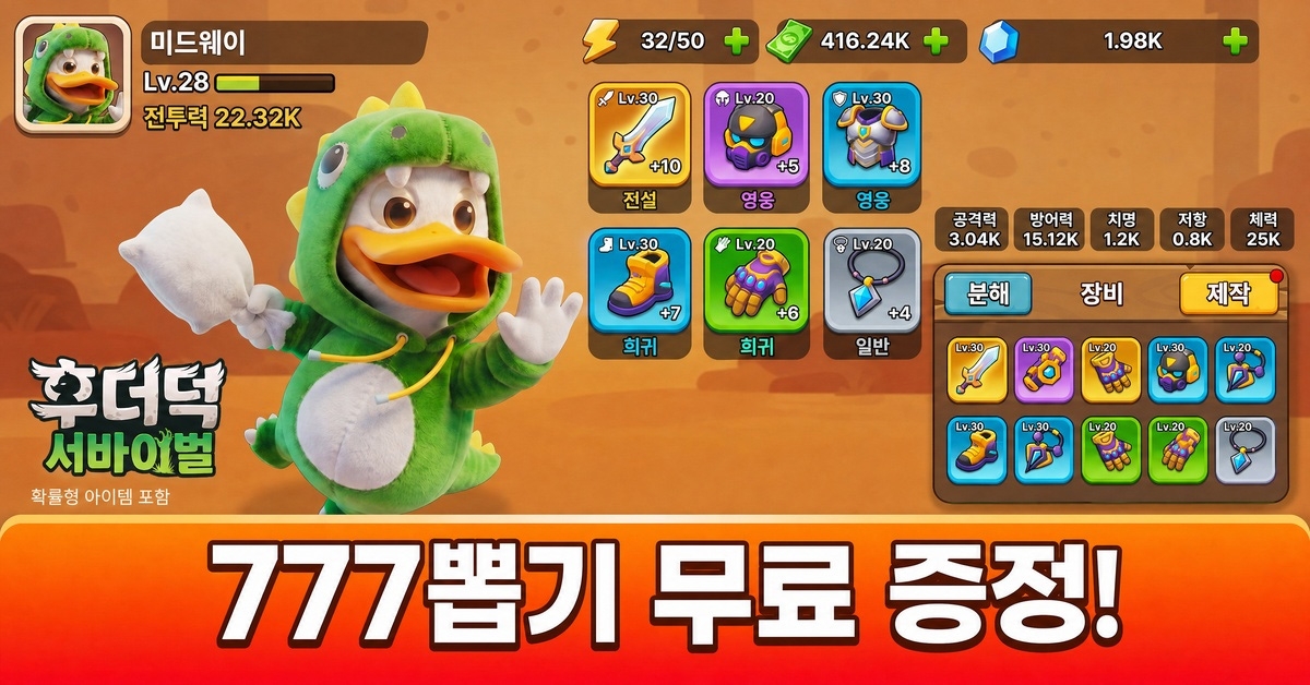 후더덕 서바이벌 广告素材
