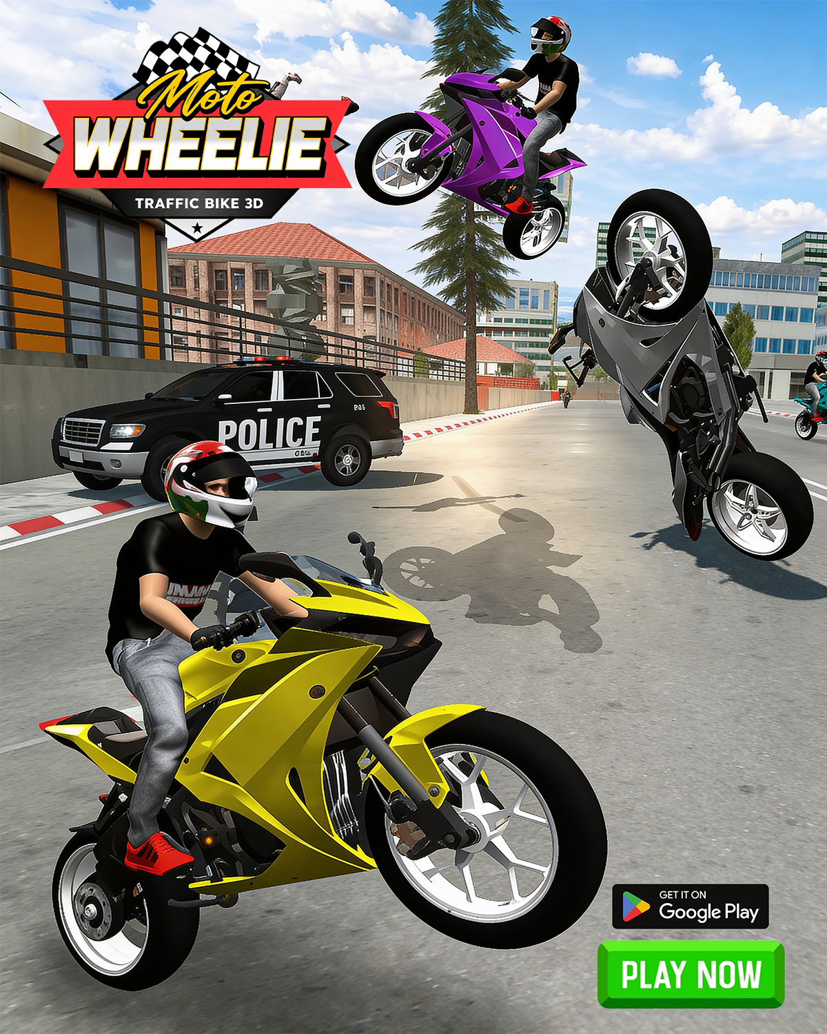 Moto Wheelie: Traffic Bike 3D advertising creative