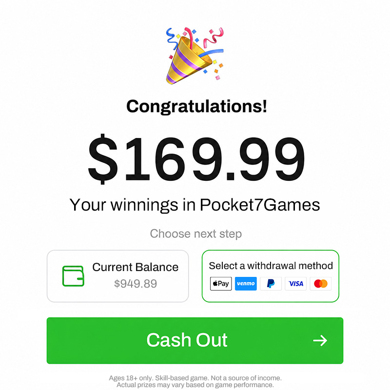 Pocket7Games: Win Cash 广告创意