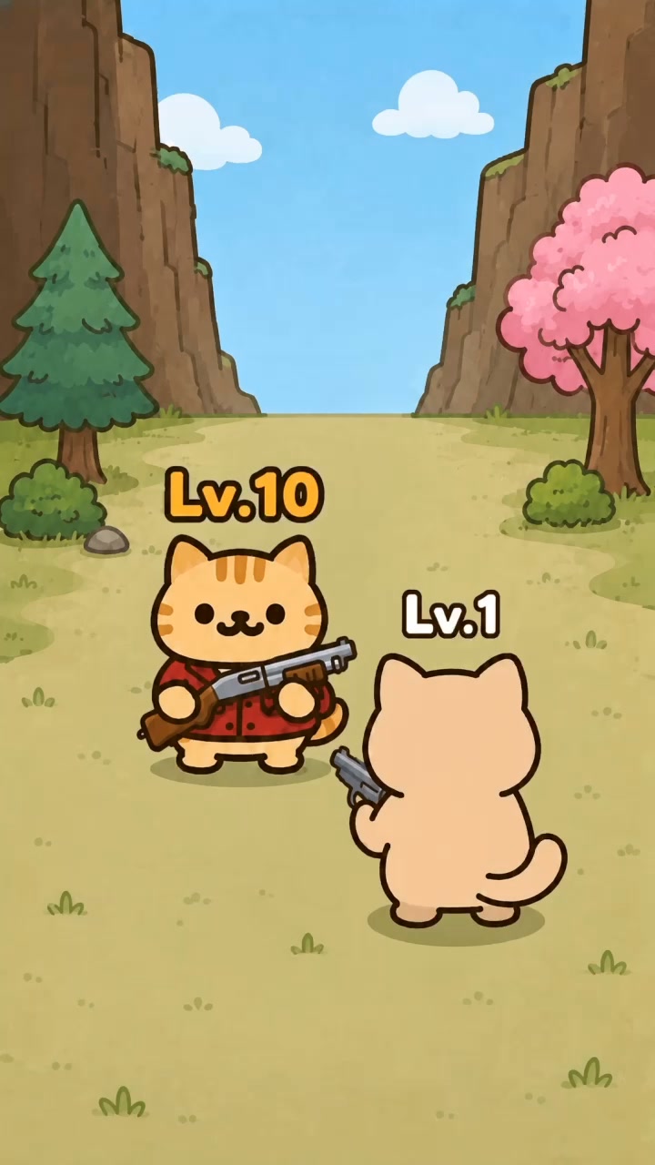 Idle Cat Gunner: Shooter RPG advertising creative