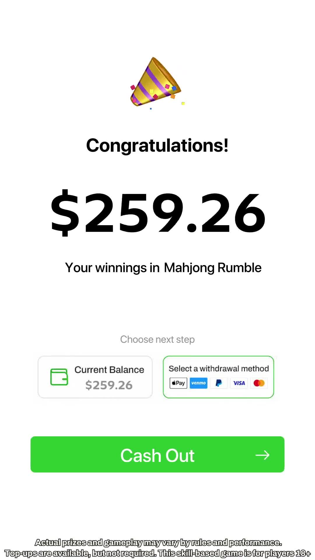 Mahjong Rumble: Win Real Cash advertising creative