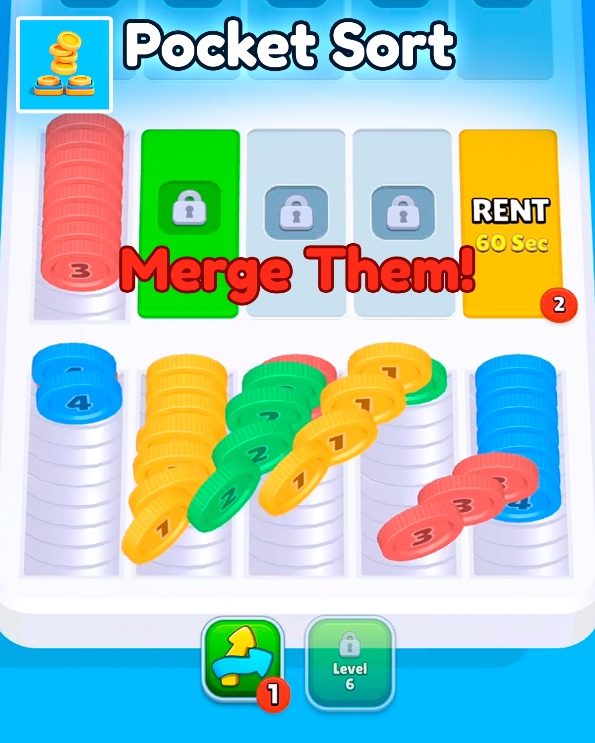 Pocket Sort: Coin Merge Puzzle advertising creative